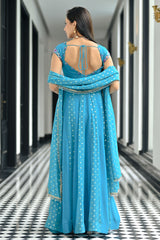 Meenakari Blue Anarkali Set