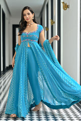Meenakari Blue Anarkali Set