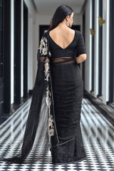 Maharani Black Chiffon Saree