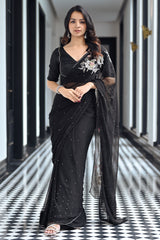 Maharani Black Chiffon Saree