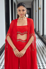 Red Georgette Coord Set