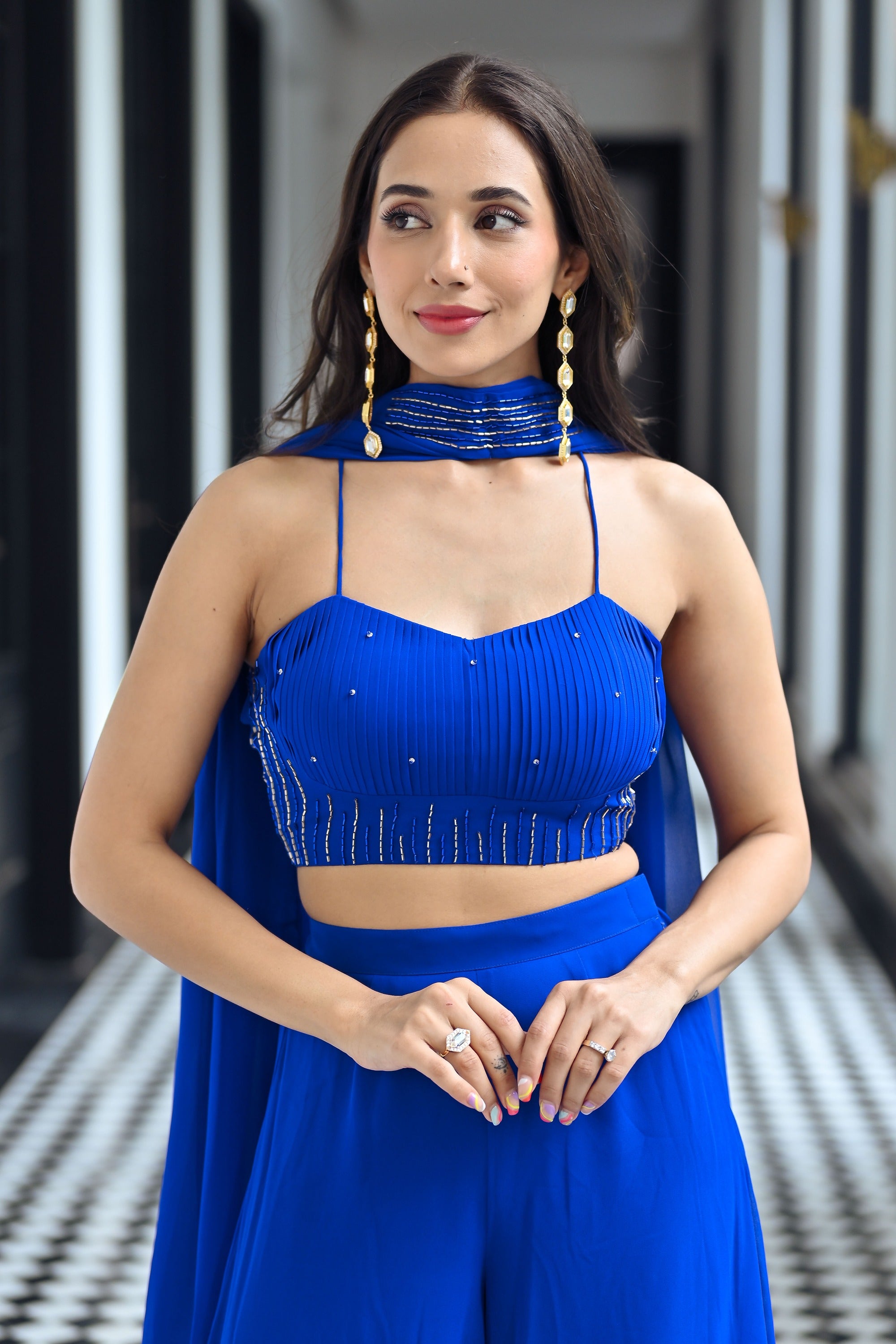 Noor Royal Blue Three Piece Set
