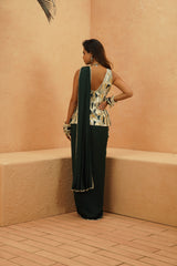 ZAYNAB EMBELLISHED WAISTCOAST WITH EMRALD DRAPE SAREE