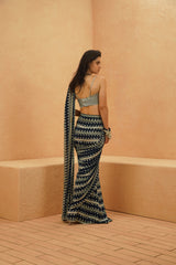 FARIHA EMBELLISHED SAREE WITH METALLIC BLOUSE AND CAPE JACKET