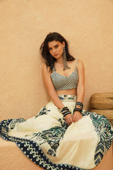 AFREEN MASK PLEATED SKIRT WITH METALLIC BUSTIER