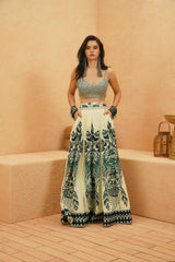 AFREEN MASK PLEATED SKIRT WITH METALLIC BUSTIER