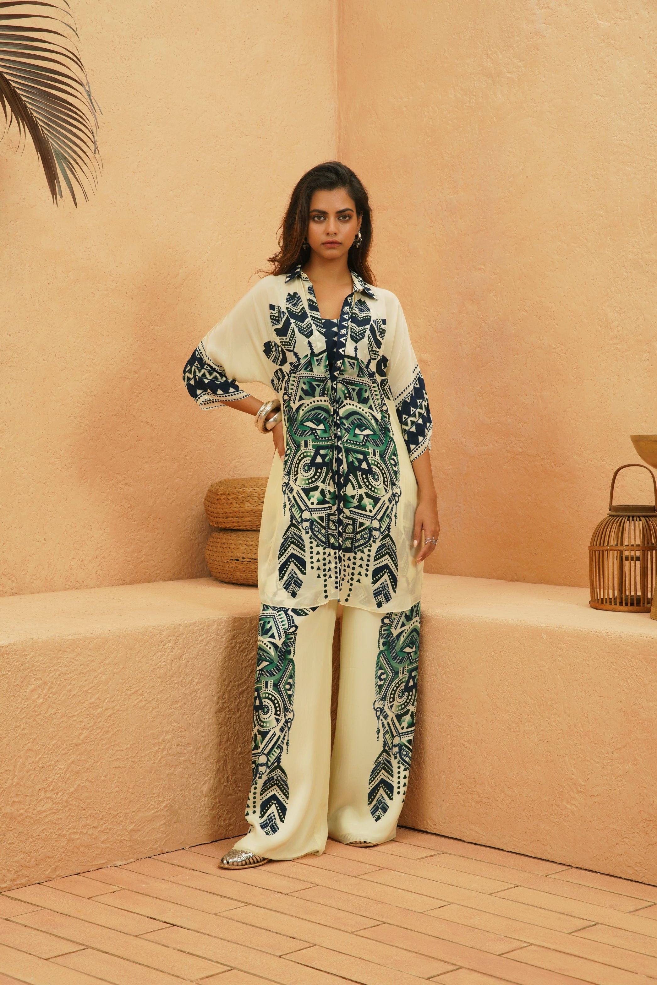 AFREEN MASK CO-ORD SET WITH PRINTED BUSTIER