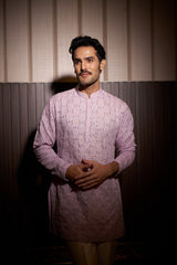 Lilac self chanderi kurta