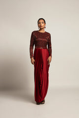 Foxy Maroon drape dress