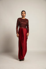 Foxy Maroon drape dress