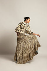 Lissome faded ivory blouse & Cape with Comely lehenga