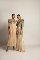 Hallowed Beige gathered dress
