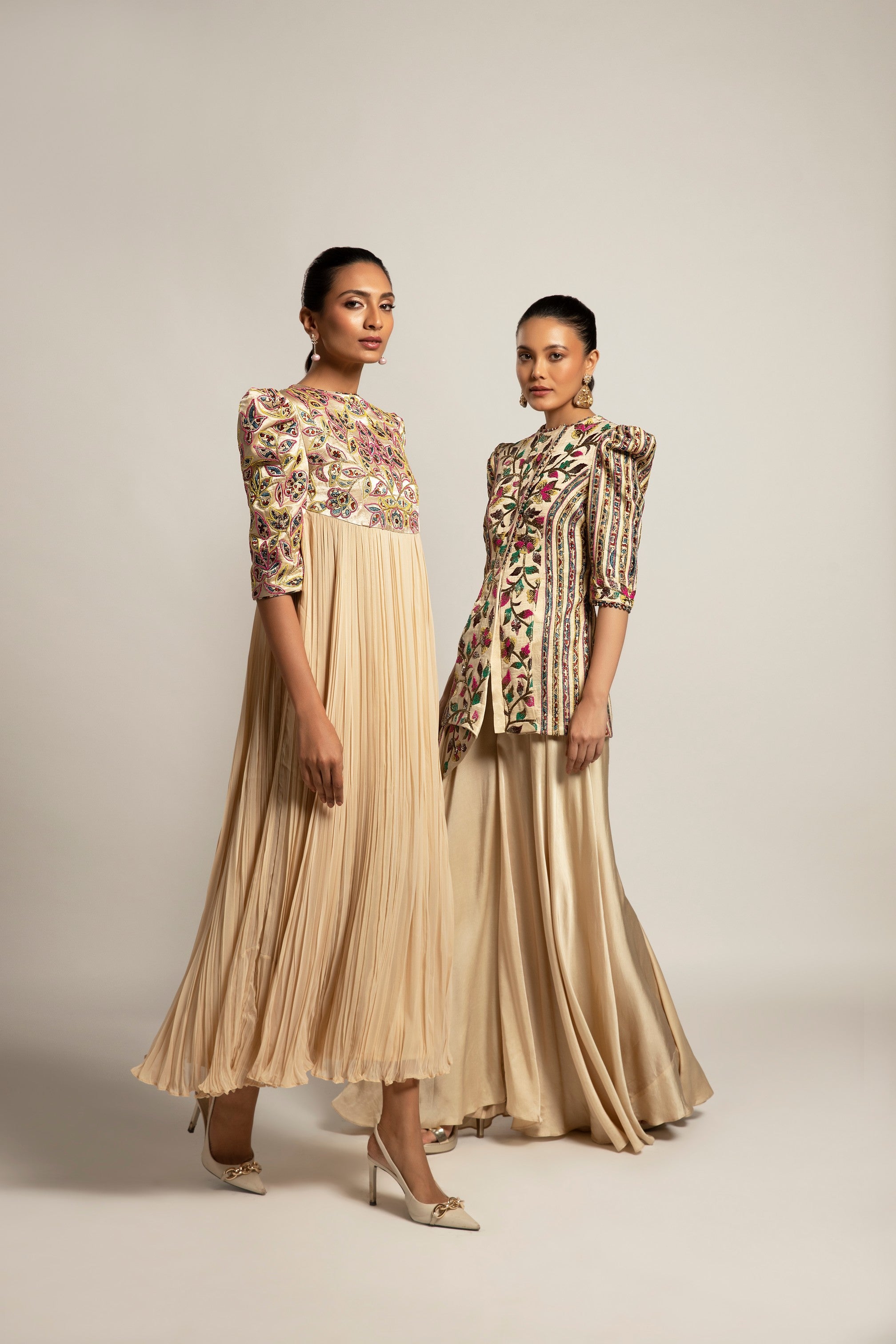Hallowed Beige gathered dress