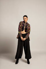 Tantalizing Black bralet & tentom jacket with Jet black harem pants