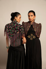 Beauteous Black drape with short jacket set