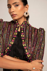 Beauteous Black drape with short jacket set