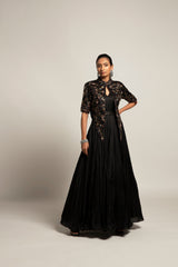 Dapper black gown with Short chic jacket