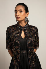 Dapper black gown with Short chic jacket