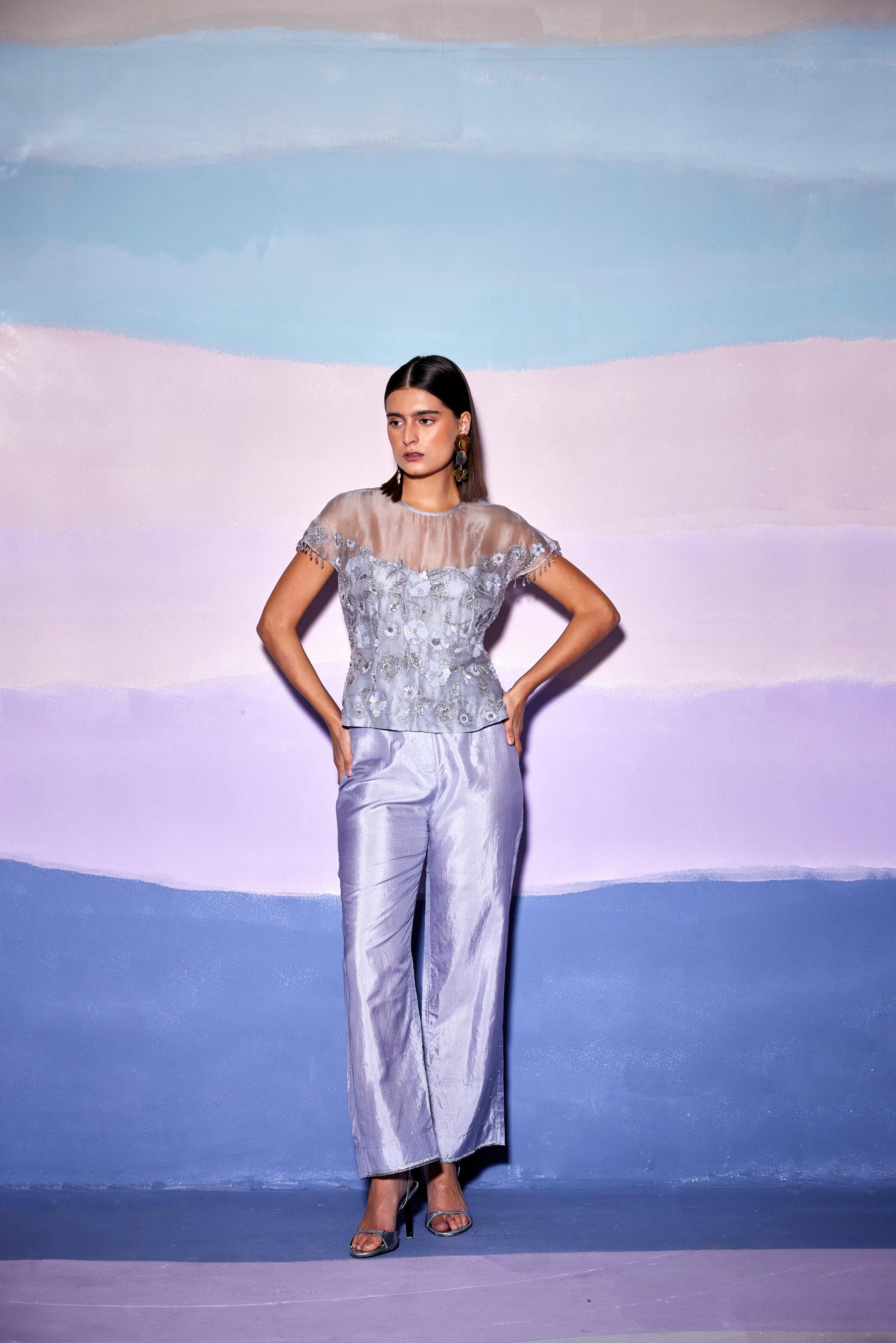  EMBELLISHED SILK PANTS