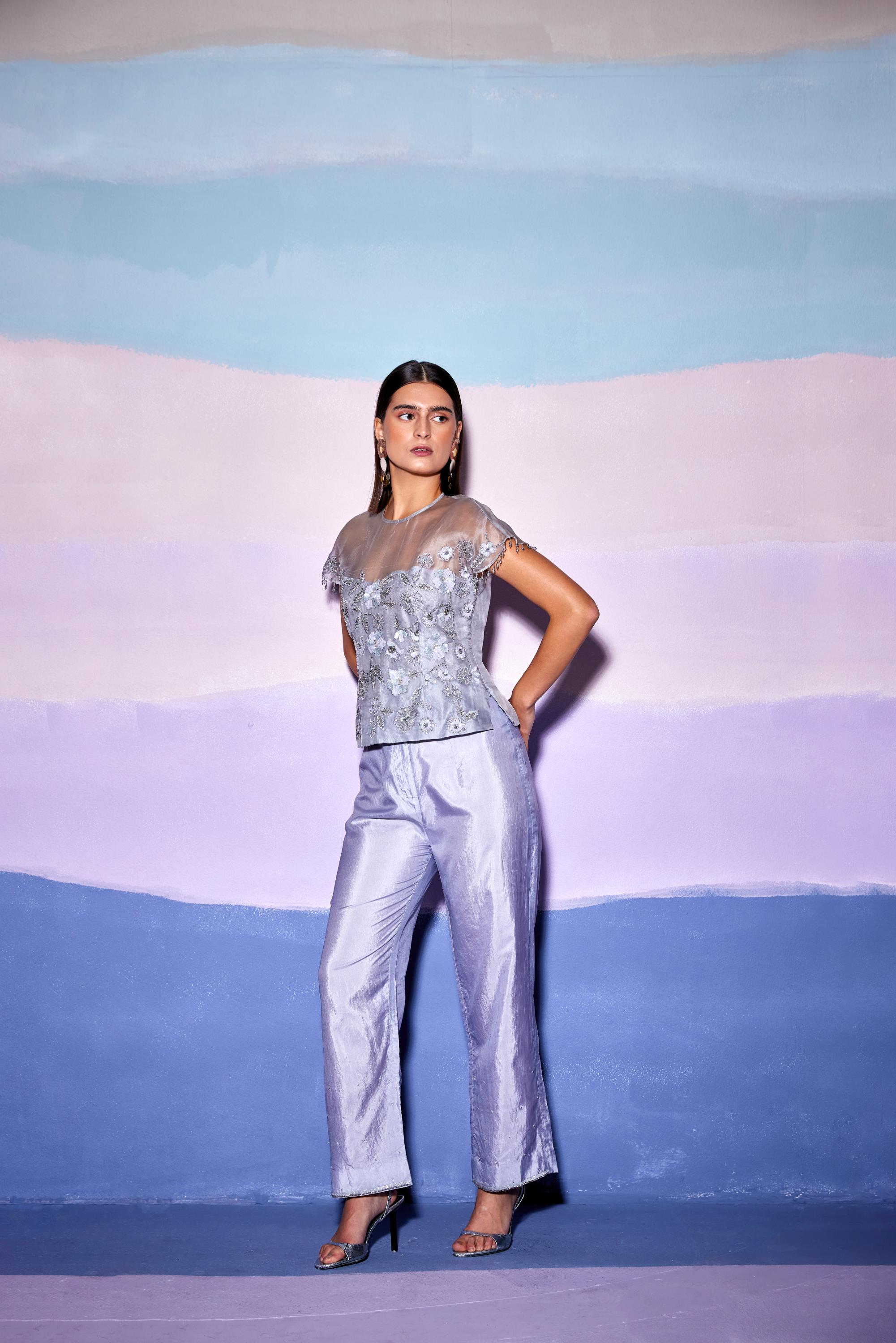  EMBELLISHED SILK PANTS