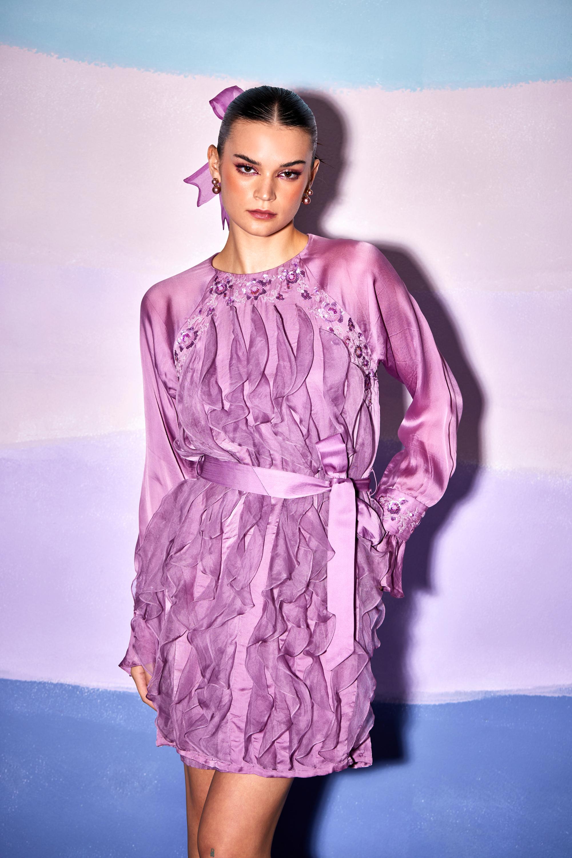 FRONT RUFFLE DRESS
