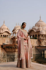 Tasnim - Pink Kurta Set with Sharara & Dupatta