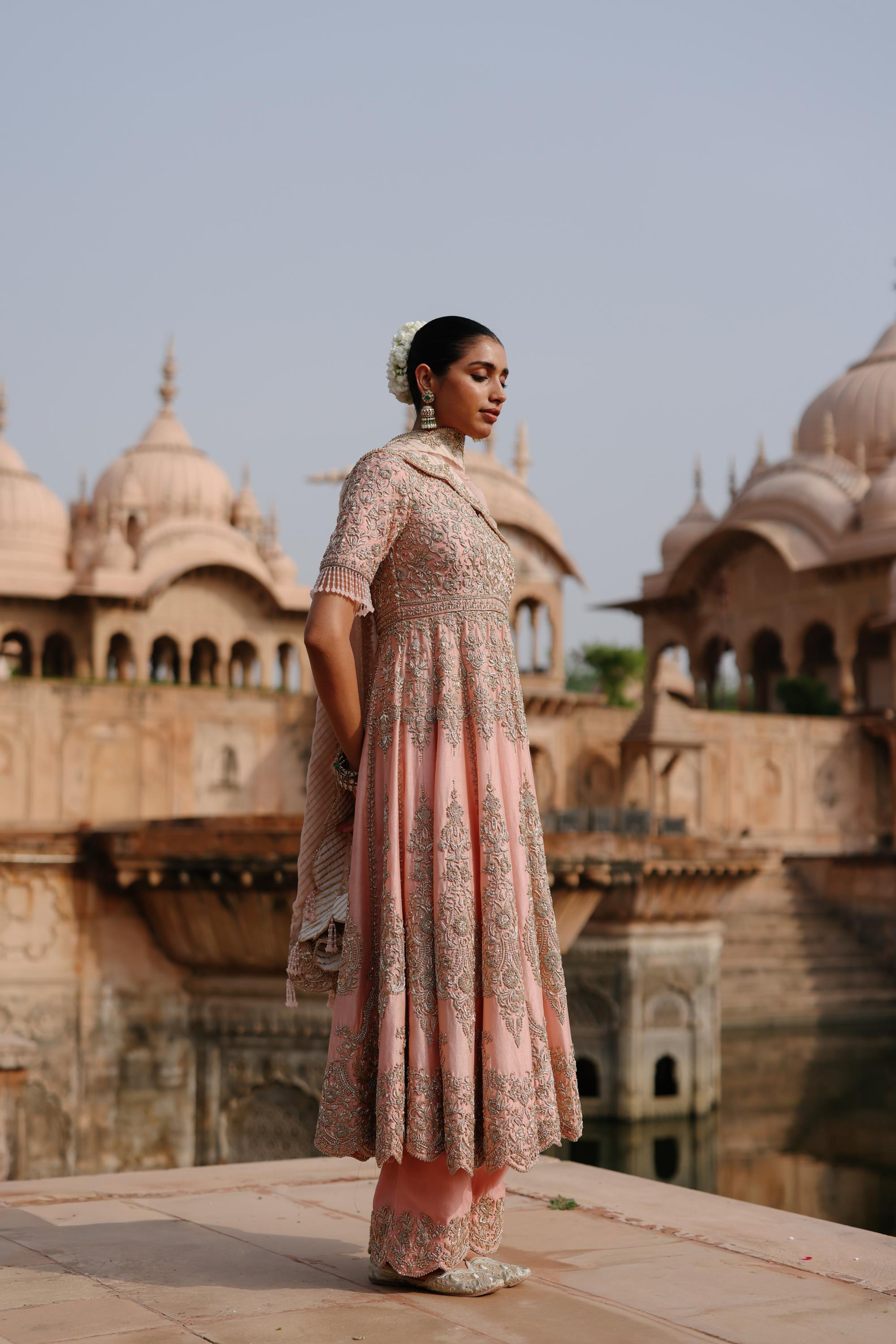 Mahrosh - Pink Kalidaar Anarkali Set with Palazzo & Dupatta