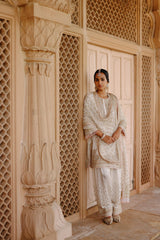 Ansha - Daisy Ivory Short Kurta Set with Salwar & Dupatta