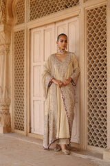 Rooh – Gold Tissue Long Kalidaar Anarkali Set with Palazzo & Dupatta