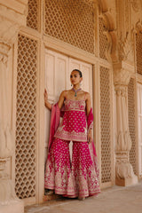 Nisbat - Hot Pink Kurta Set with Garara & Dupatta