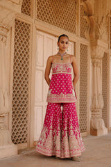 Nisbat - Hot Pink Kurta Set with Garara & Dupatta