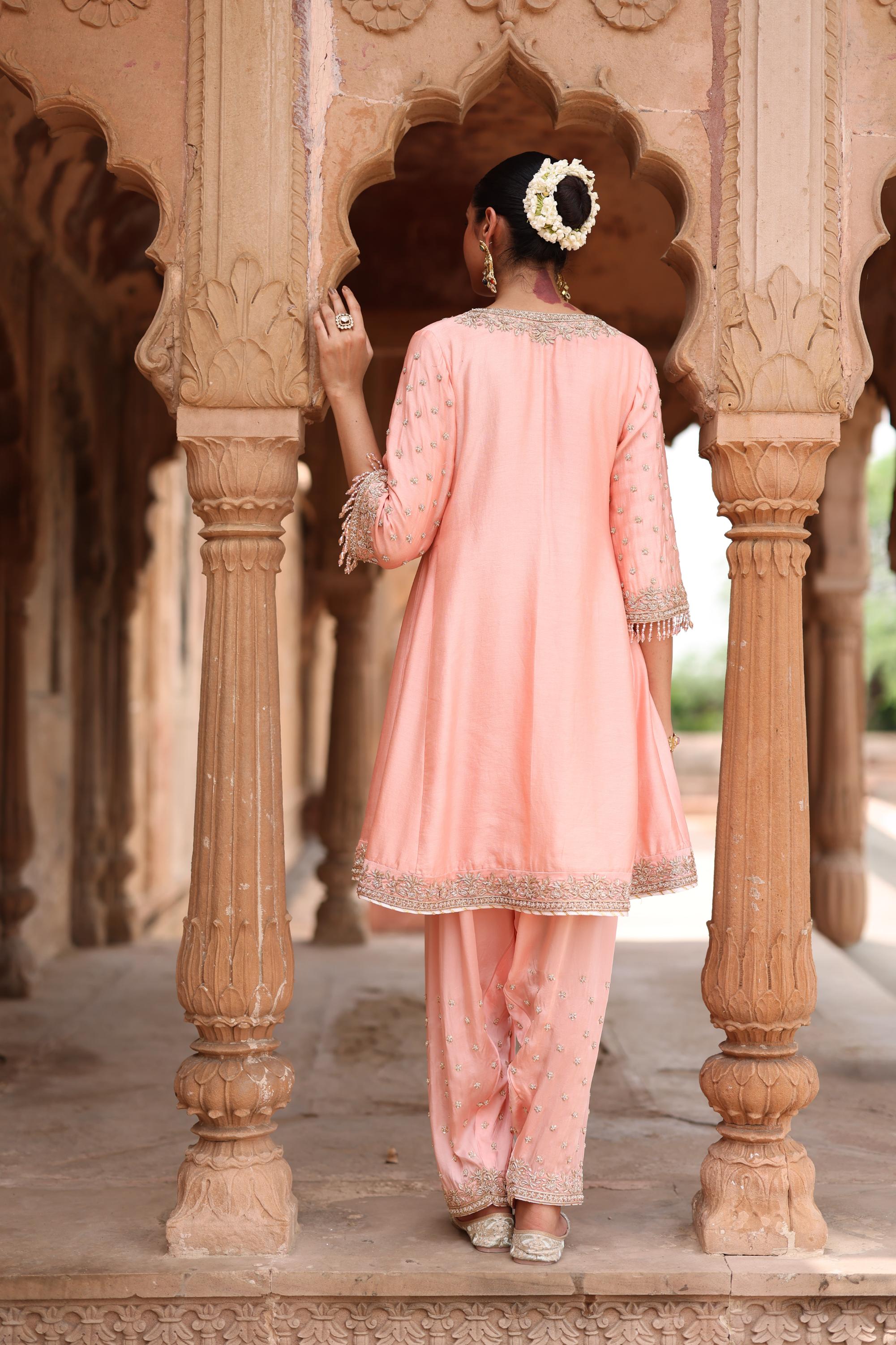 Maham - Pink Anarkali Set with Salwar & Dupatta