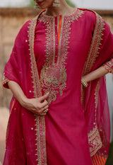 Arwa - Hot Pink Long Kurta Set with Salwar & Dupatta