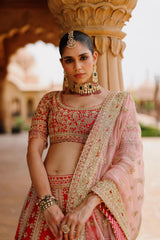 Nusrat - Hot Pink Kali-in-Kali Lehenga Set with Blouse & Dupatta