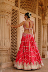 Noorbano - Hot Pink Lehenga Set with Blouse & Dupatta