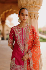 Maysam - Hot Pink Kurta Set with Sharara & Dupatta
