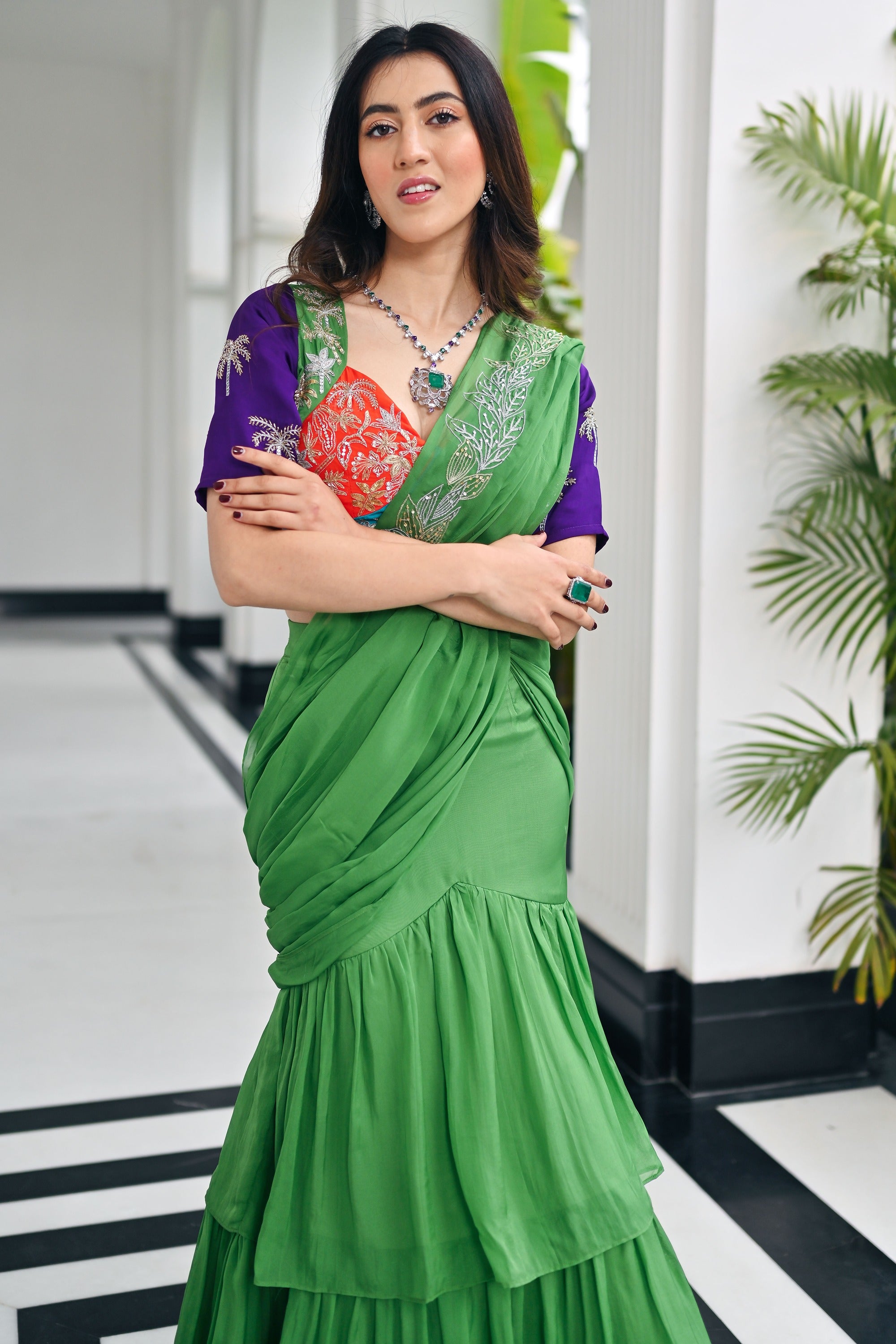 Tales Of Organza Sage Green Saree