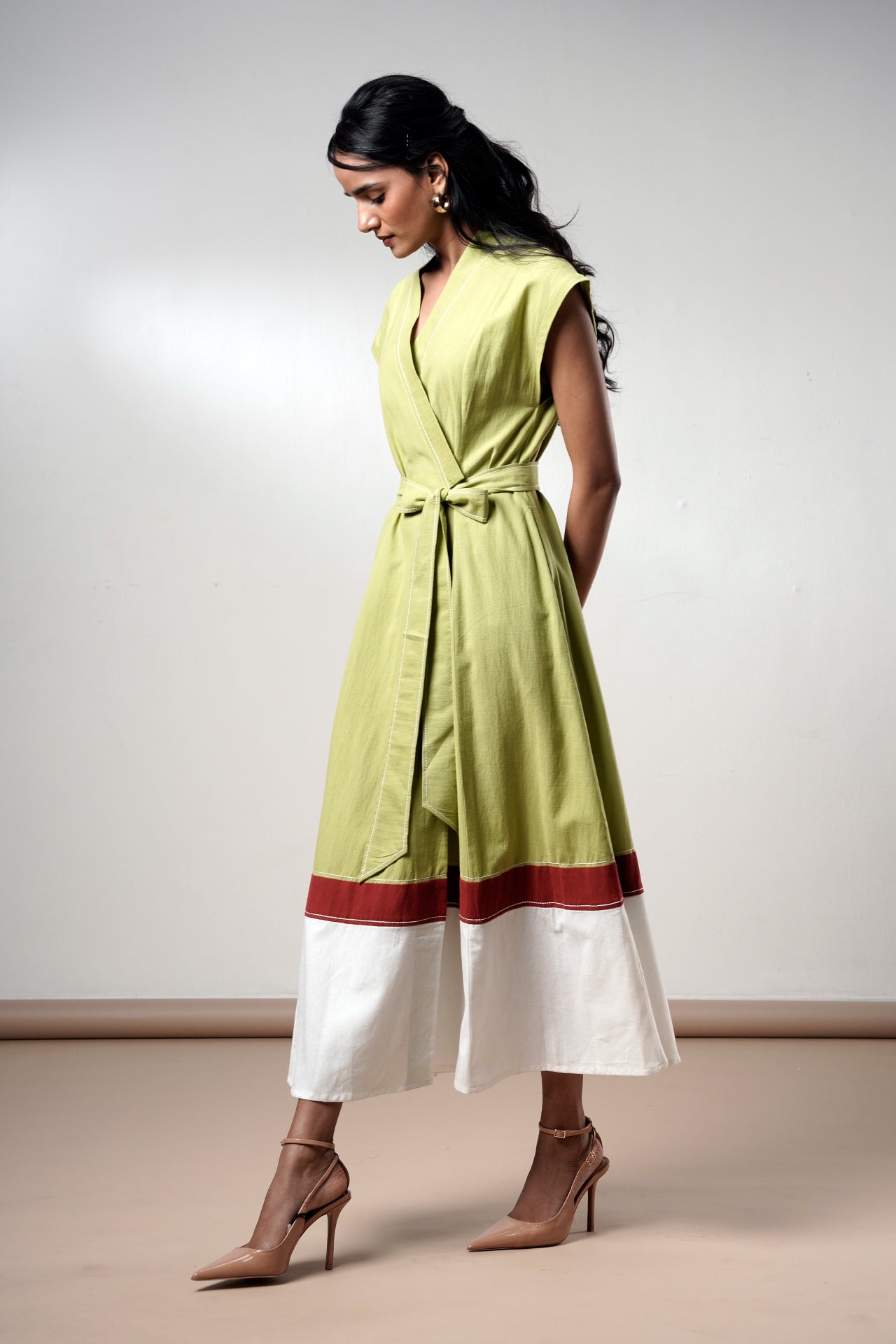 Rihana-olive-Flame Midi Dress
