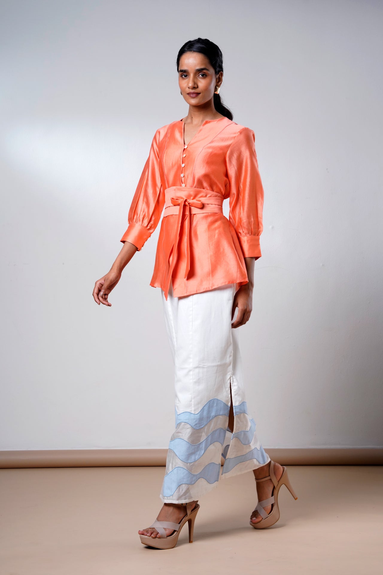 nella-coral-breeze-wrap-top-denim-skirt