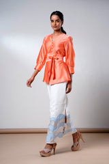 nella-coral-breeze-wrap-top-denim-skirt