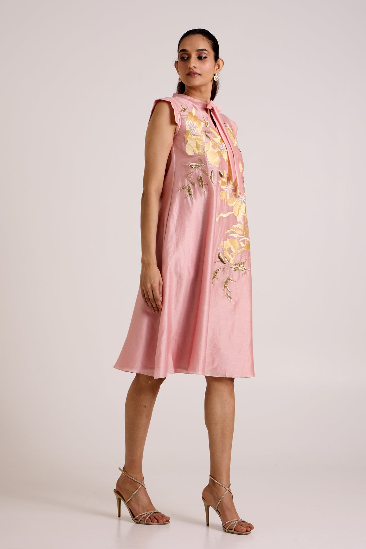 Ice Pink Helga - Tab Sleeve Day Dress