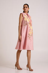 Ice Pink Helga - Tab Sleeve Day Dress