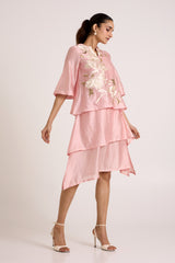 Ice Pink Quinn - Terraced Short Dress