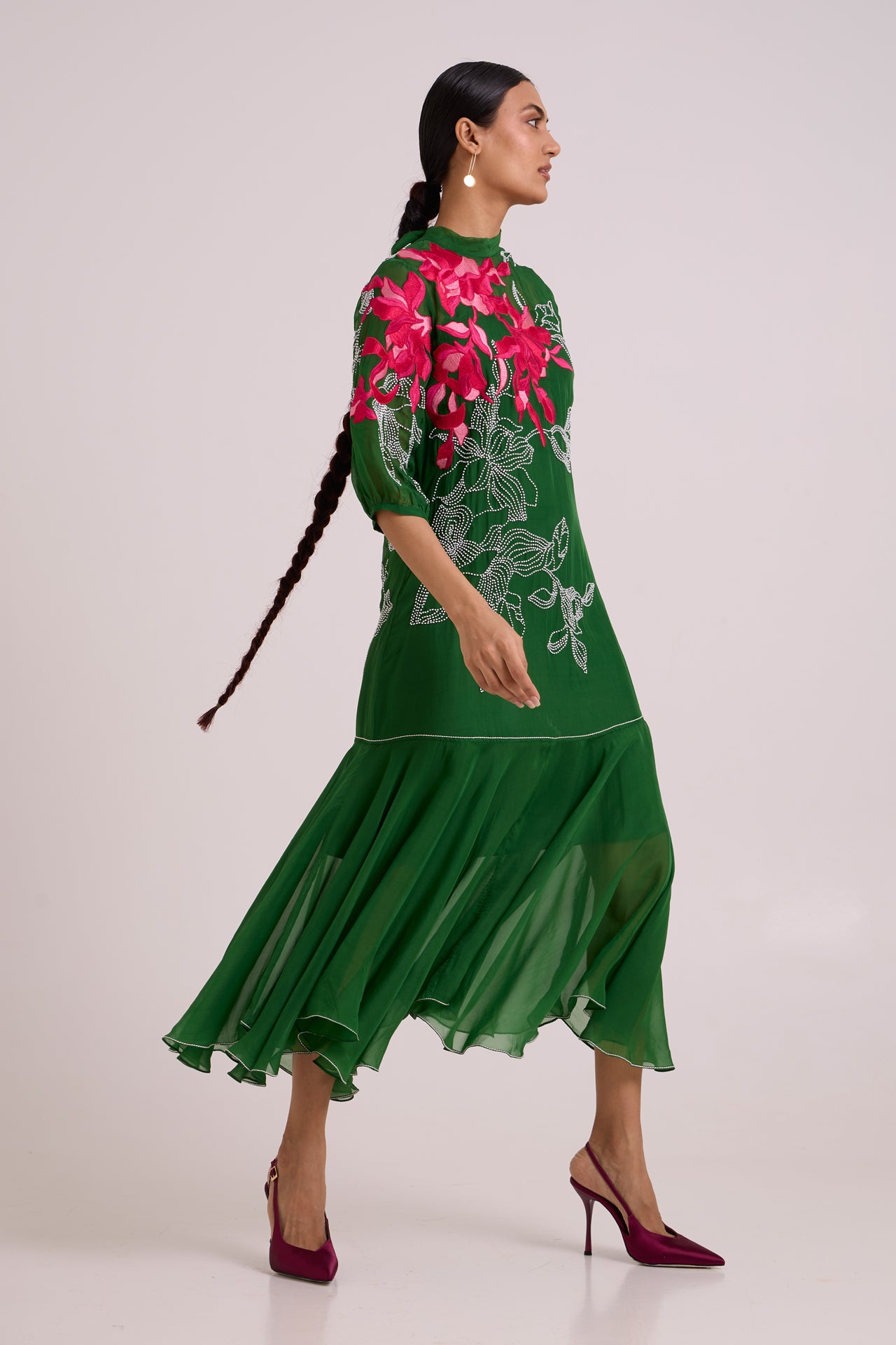 Reine - Soft Bloom Organza Long Dress