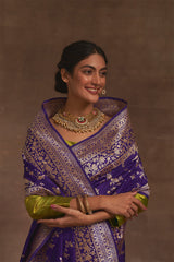 'Champai Noor' Baigani Kadhua Benarasi Handloom Sari
