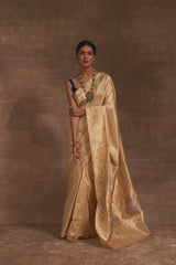 'Kumud Kilol' Badami Kadhua Benarasi Handloom Sari