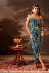 Aarani Embroidered Drape Dress Set