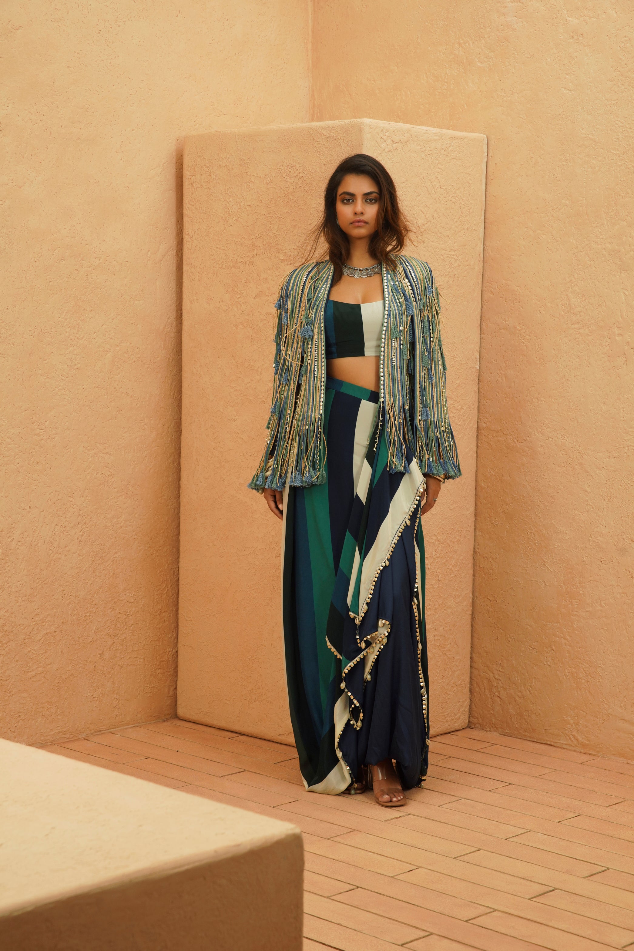 TERACCOTA METALLIC CAPE JACKET