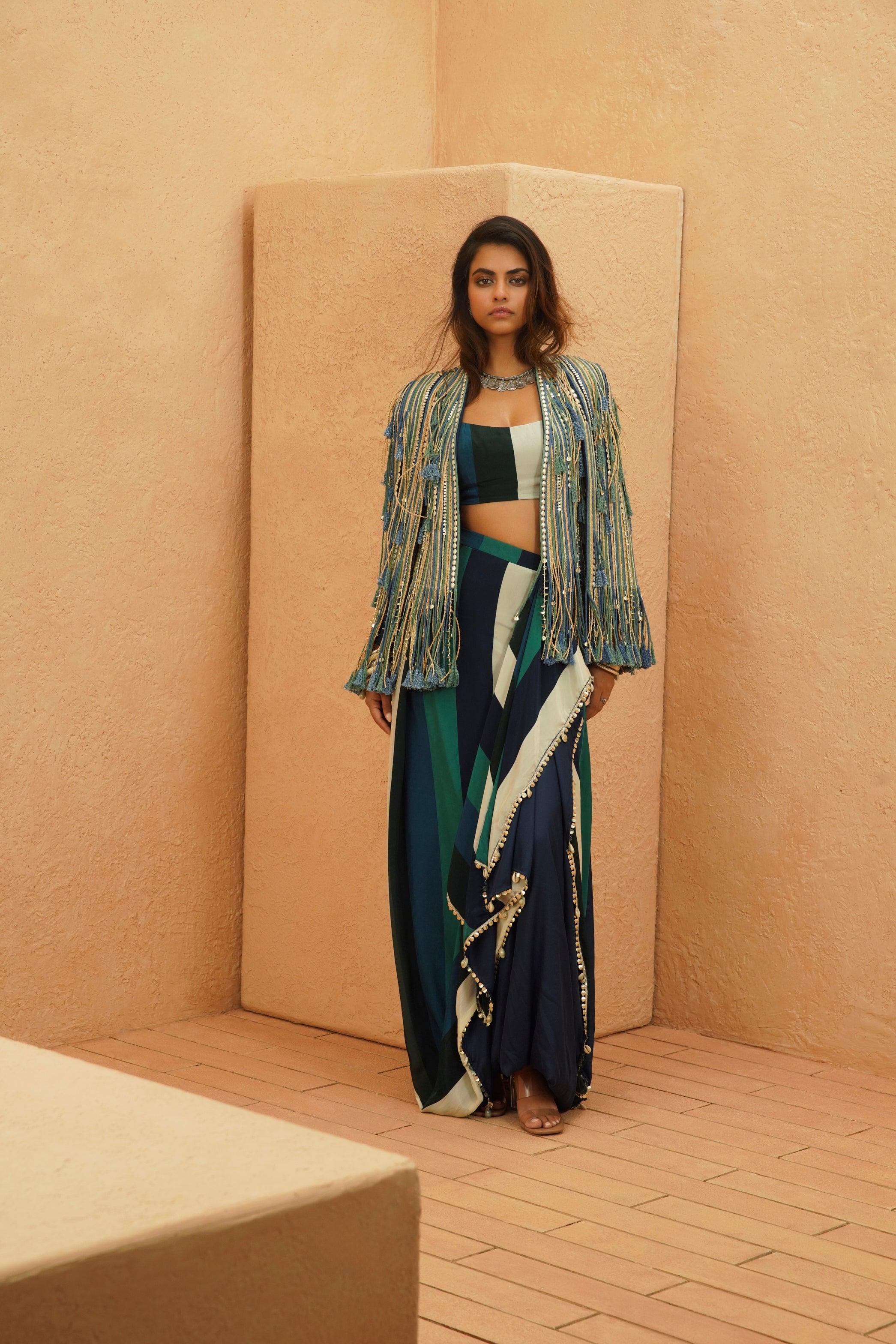 TERACCOTA METALLIC CAPE JACKET