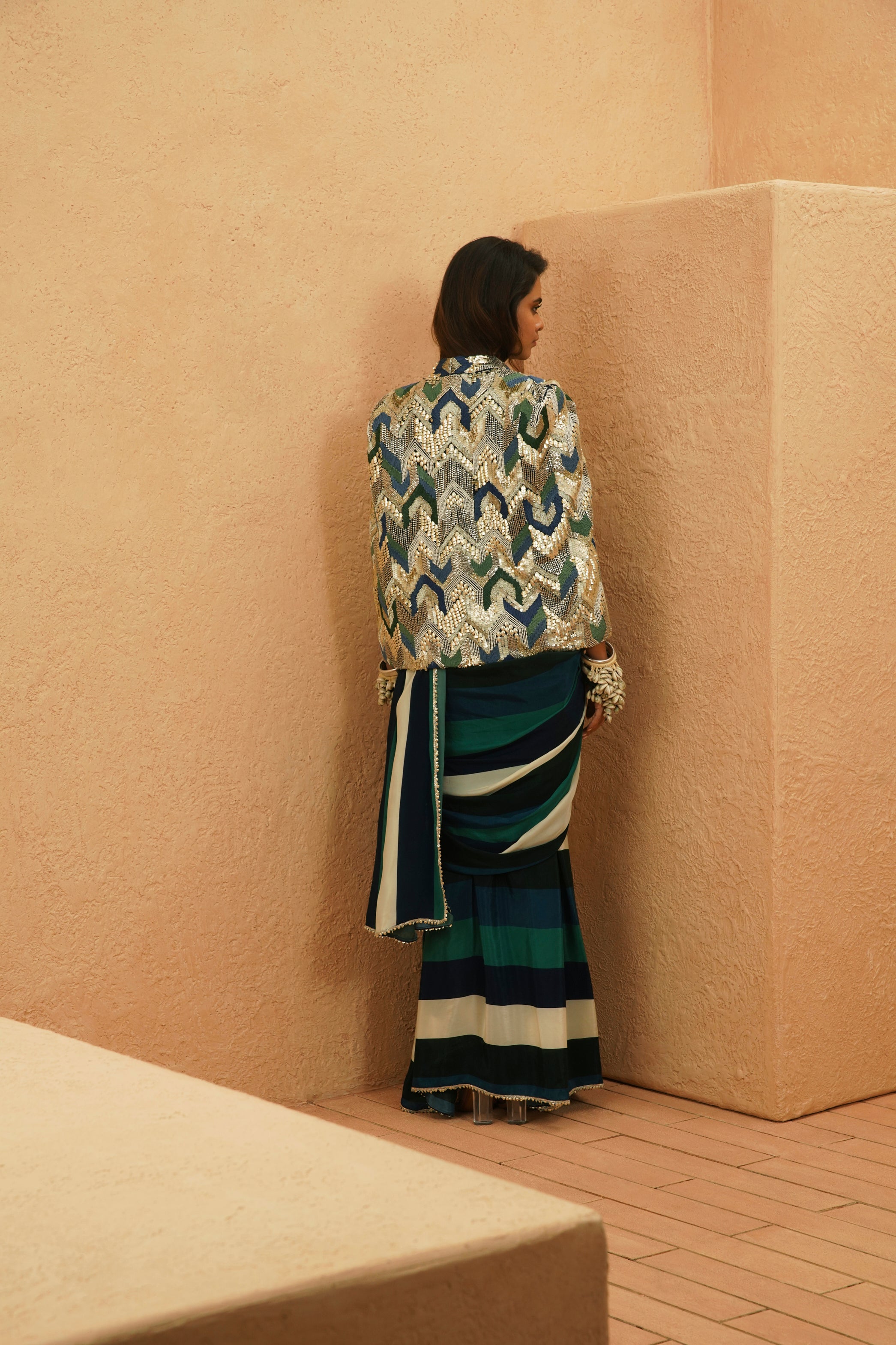 ELIA EMBELLISHED CAPE JACKET